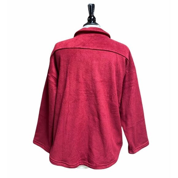 Burgundy Flannel Long Sleeve Button Down Boyfriend Shacket Shirt NWT - Picture 3 of 7